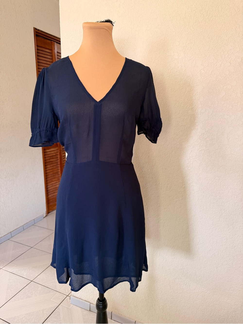 Reformation Navy Blue Mini Flare Dress